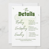 マーズとマトリモニーの独身最後の女友達パーティー招待状の予定 招待状 (裏面)