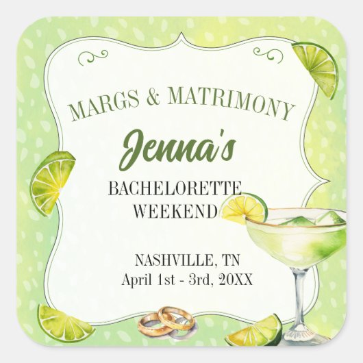 マーズとマリッジの独身最後の夜のステッカー スクエアシール (正面)