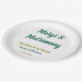 マーズと結婚式の名前の日付パーティ ペーパープレート (アングル)