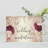 マーズラ ウェディング ローズゴールド ローズ バーガンディ 招待状 (スタンド正面)