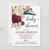 マーズラ バーガンディー 秋 ベビーシャワー 男女兼用 招待状 (正面)