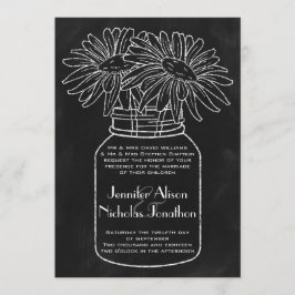 マーソンジャーとデイジー結婚のChalkboard 招待状