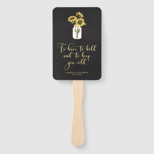 マーソ素朴ン・ジャーの黒板ひまわり結婚の花 ハンドファン (正面)