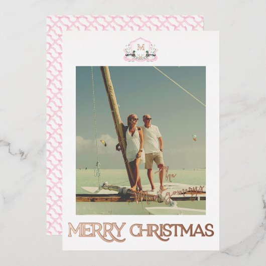 マーダック モノグラム ゴールド フォイル クリスマス カード (正面/裏面)