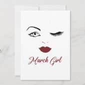 マーチガールアイズキュートレッドリップウィンク誕生日 シーズンカード (正面)