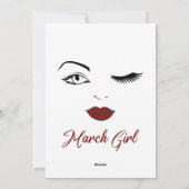 マーチガールアイズキュートレッドリップウィンク誕生日 シーズンカード (裏面)