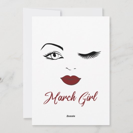 マーチガールアイズキュートレッドリップウィンク誕生日 シーズンカード (裏面)