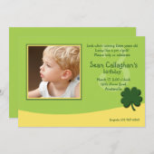 マーチシャムロックフォト誕生日招待状 招待状 (正面/裏面)