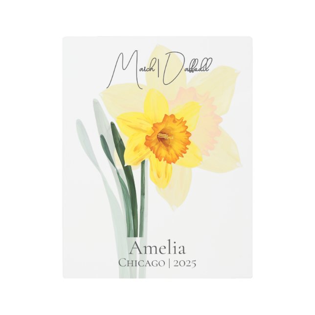 マーチダフォディル誕生フラワーモダンアート メタルプリント (正面)