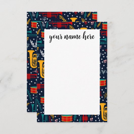 マーチパーソナライズされたングバンドノーテカード サンキューカード (正面/裏面)