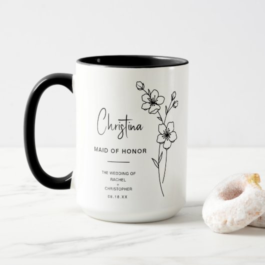 マーチメイド・オブ・オーナー（花嫁付き添い人） | さくらんぼブロッサム誕生フラワー マグカップ (ドーナツ付き)