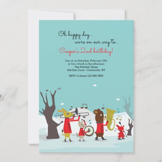 マーチングアニマルバンド誕生パーティー 招待状 (正面)