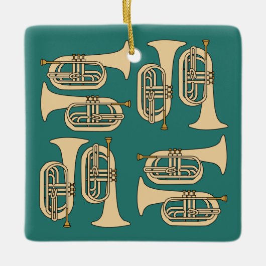 マーチングバリトン十字型トートバッグ セラミックオーナメント (正面)