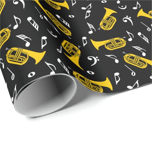マーチングバリトン音楽ノート低音クレフ、 音符記号 ラッピングペーパー (ロールコーナー)