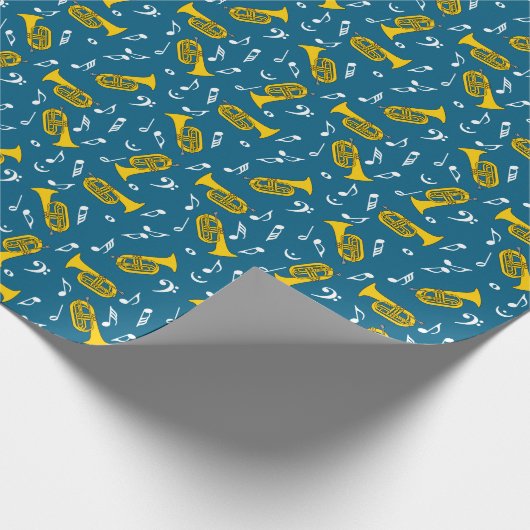 マーチングバリトン音楽ノート低音クレフ、 音符記号 ラッピングペーパー (角)