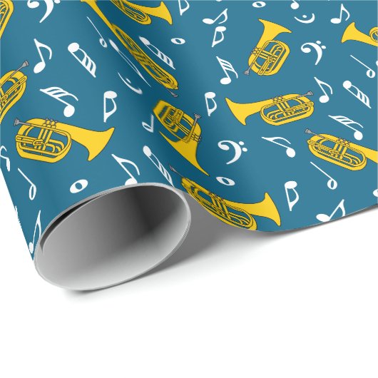 マーチングバリトン音楽ノート低音クレフ、 音符記号 ラッピングペーパー (ロールコーナー)