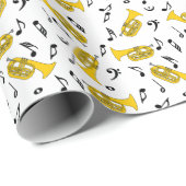 マーチングバリトン音楽ノート低音クレフ、 音符記号 ラッピングペーパー (ロールコーナー)