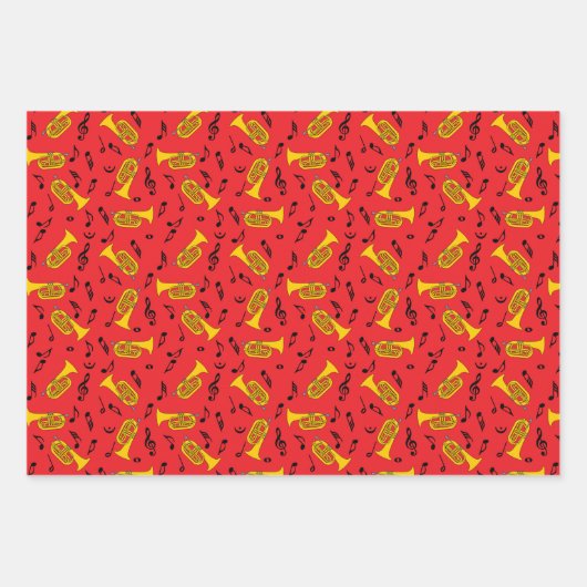 マーチングバリトン音楽ノート高音クレフ、 音符記号 ラッピングペーパーシート (正面3)