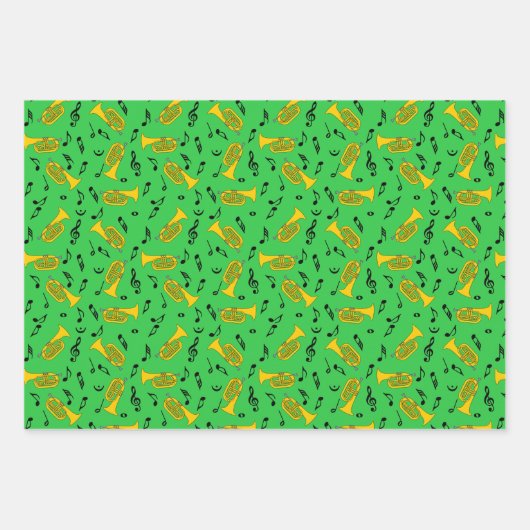 マーチングバリトン音楽ノート高音クレフ、 音符記号 ラッピングペーパーシート (正面)