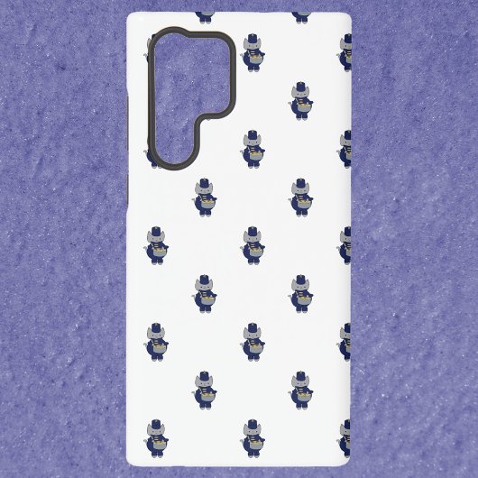 マーチングバンドのネコのドラマー ネイビーブルー ゴールド柄 SAMSUNG GALAXYケース