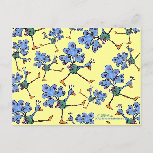 マーチングピーコックコラージュ ポストカード (正面)