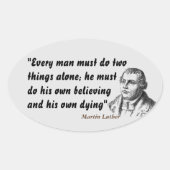 マーチンルーサー引用文オン信じズとダイイング 楕円形シール (正面)