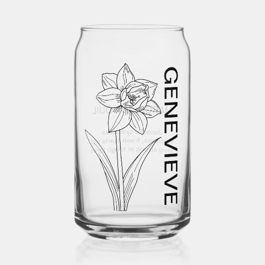 マーチ誕生フラワージョンキル名前をカスタムする ガラス缶 (正面)