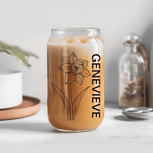 マーチ誕生フラワージョンキル名前をカスタムする ガラス缶