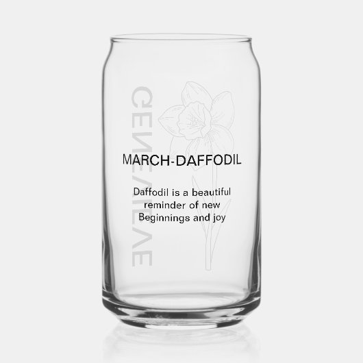 マーチ誕生フラワーダフォディル名前をカスタムする ガラス缶 (裏面)