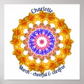 マーチ誕生フラワーパーソナライズされた引用文キッド子供部屋 ポスター (正面)