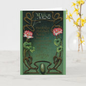 マーチ誕生日とロータス&ブラッドストーン カード (黄色い花)