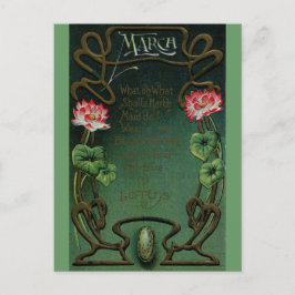 マーチ誕生日とロータス&ブラッドストーン ポストカード