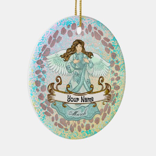 マーチ誕生日エンジェル誕生日カスタムオーナメント セラミックオーナメント (右)