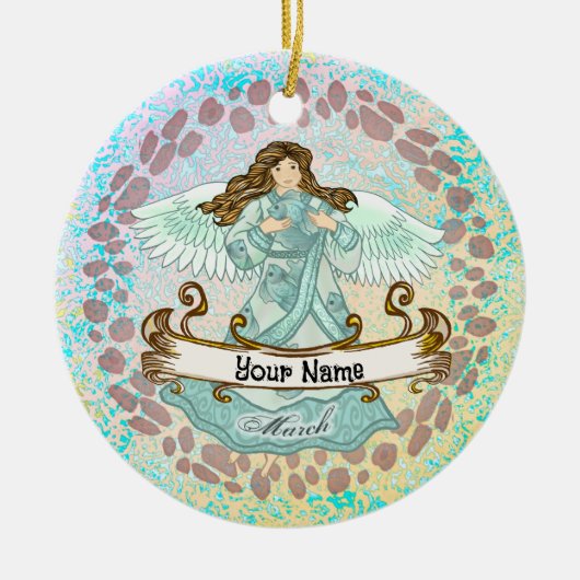 マーチ誕生日エンジェル誕生日カスタムオーナメント セラミックオーナメント (正面)