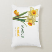 マーチ誕生日ダフォディル誕生フラワーパーソナライズされた アクセントクッション (正面(垂直))