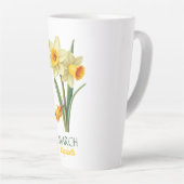 マーチ誕生日ダフォディル誕生フラワーパーソナライズされた カフェラテマグ (右アングル)