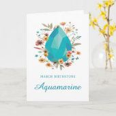 マーチ誕生石アクアマリン誕生日ワイルドフラワー カード (黄色い花)