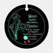 マーチ・ダフォディル | アクアマリン誕生日キープサケ メタルオーナメント (裏面)