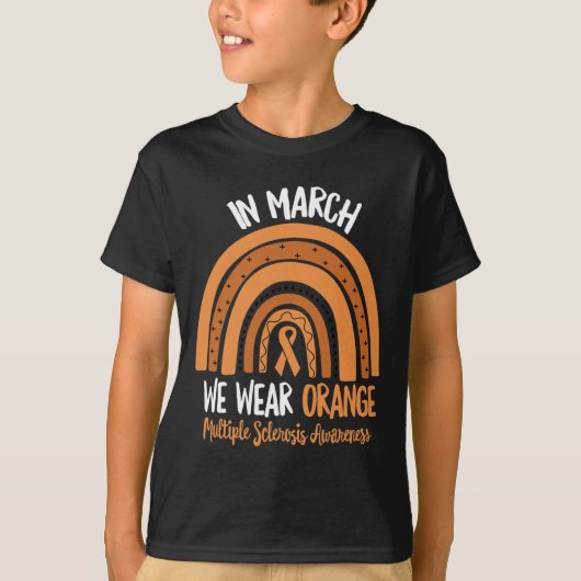 マーチWe衣服オレンジマルチ硬化症認識度 Tシャツ (正面)