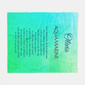 マーツアザムストーンアクアマリンデザイン フリースブランケット (正面(横))