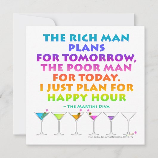マーティニ ゼン - ハッピーアワーのお誘いの計画 招待状 (正面)