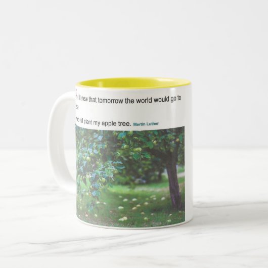 マーティンルーサー引用文の世界が粉々になる ツートーンマグカップ (正面左)