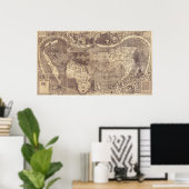 マーティン・ウォルドセエミュラーの1507年ヴィンテージ世界地図 ポスター (ホームオフィス)