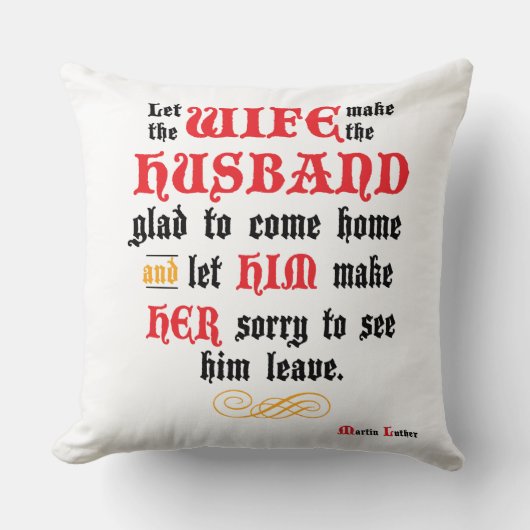 マーティンLuther著改良された結婚の引用文 クッション (正面)