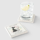 マーティーニグラスストーンコースター付き猫 ストーンコースター (横)