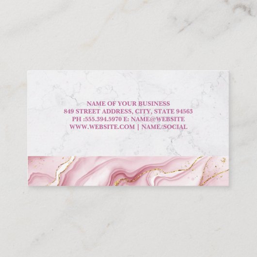 マーティーニシェーカーロゴ |ピンクの大理石 名刺 (裏面)