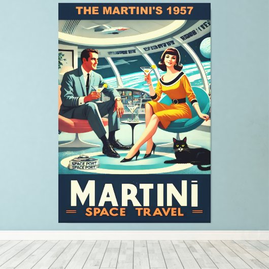 マーティーニ宇宙旅行ポスター 1957年 キャンバスプリント (インサイチュ (ウッドフロア))