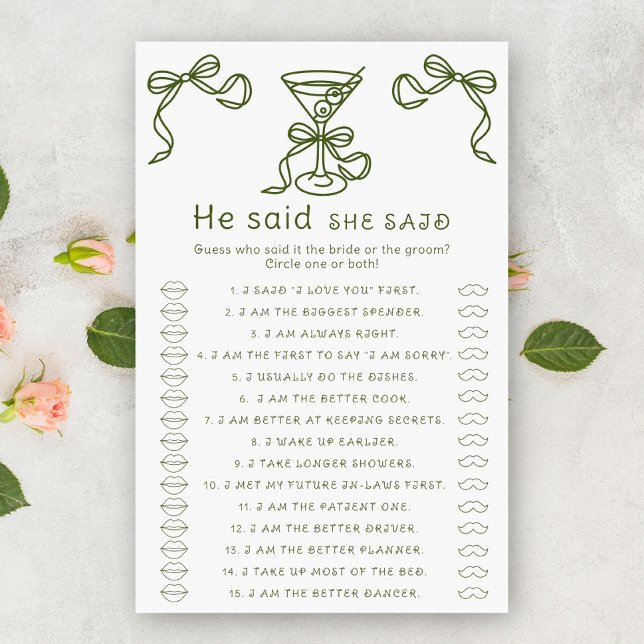 マーティーニ弓ブライダルシャワー彼は彼女はゲームを言った (クリエイターアップロード済み)