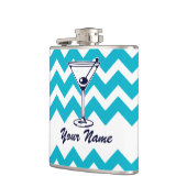 マーティーニ・ピクトグラムと青いシェブロン模様 フラスク (左)