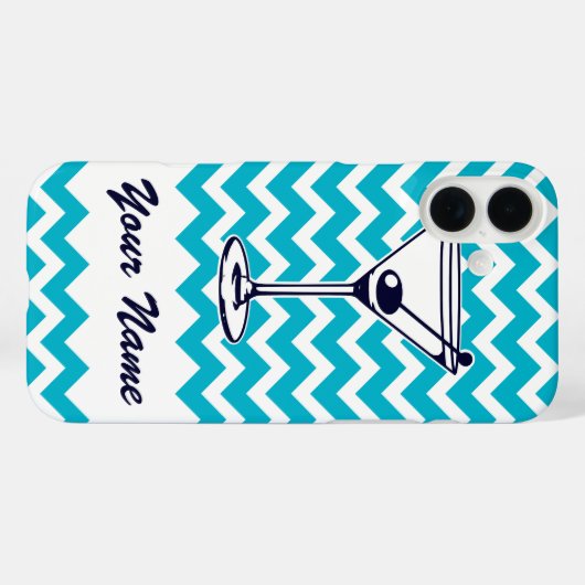 マーティーニ・ピクトグラムと青いシェブロン模様 Case-Mate iPhoneケース (裏面 (横))